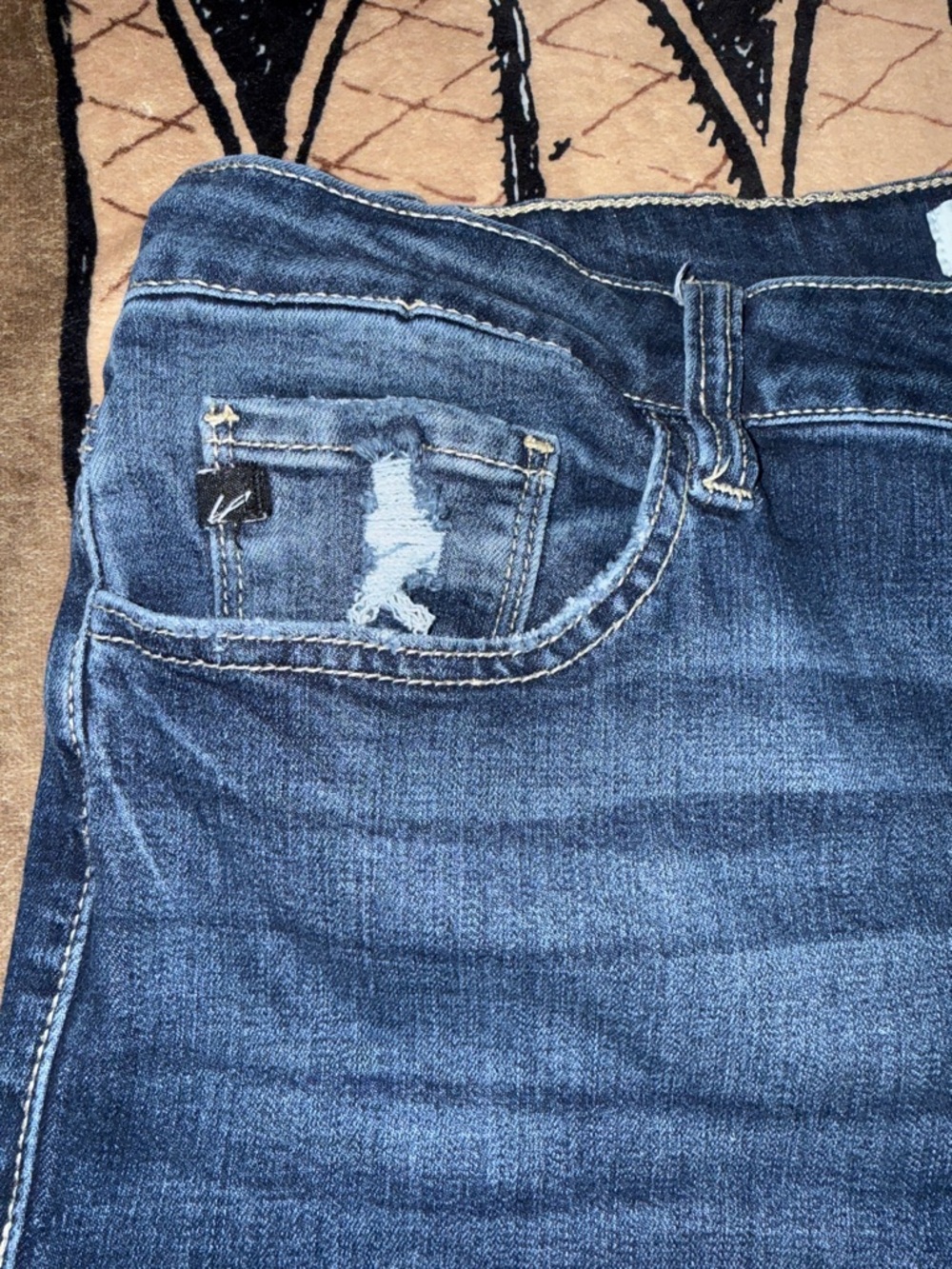 KanCan Dark Blue Distressed Skinny Jeans 15/31 - Picture 4 of 8